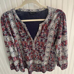 Lucky Brand Women's Top - Red/Blue, Medium